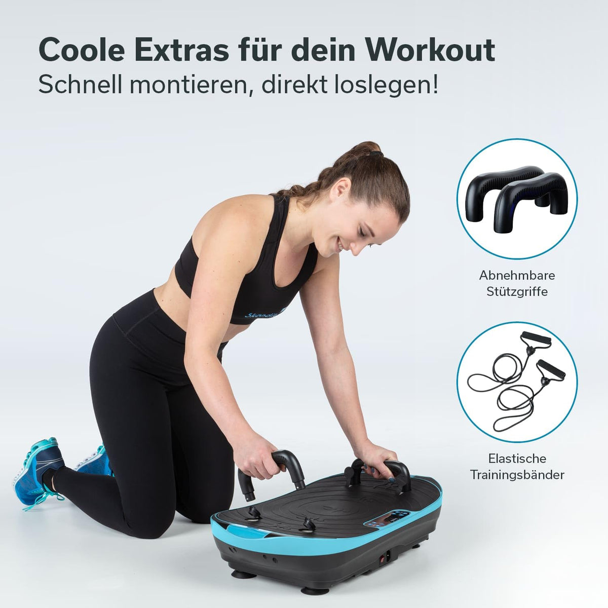Skandika Vibrationsplatte V2 | Fitnessgerät für Muskelaufbau, Ganzkörper, Oszillation 6 – 13 Hz, bis 120 kg, Vibrationsbrett Fitness, Vibrationsplatten für Zuhause, Sportgerät Heimtraining, mit Griff