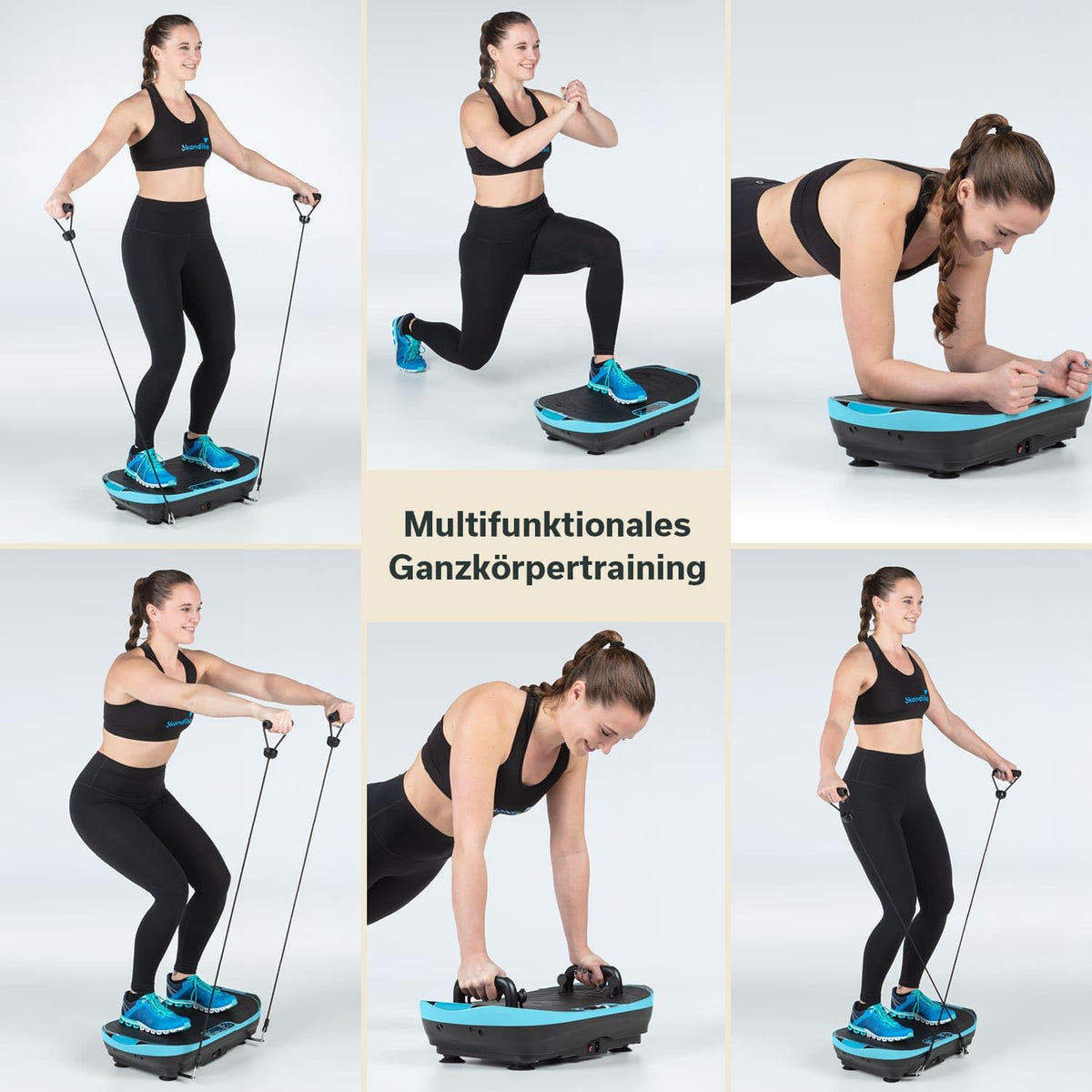 Skandika Vibrationsplatte V2 | Fitnessgerät für Muskelaufbau, Ganzkörper, Oszillation 6 – 13 Hz, bis 120 kg, Vibrationsbrett Fitness, Vibrationsplatten für Zuhause, Sportgerät Heimtraining, mit Griff